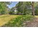 Expansive backyard featuring lush greenery, mature trees, and plenty of open space at 385 Gum Branch Rd, Charlotte, NC 28214