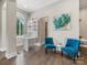 Sunlit office space features a custom desk and hardwood flooring at 4315 Hartis Grove Church Rd, Indian Trail, NC 28079