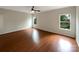 Bright bedroom with hardwood floors and a view of the backyard at 5075 Meanna Dr, Clover, SC 29710