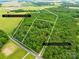 Expansive aerial view of the land showing the surrounding trees, potential build sites and acreage at 5903 Wm Griffin Rd, Monroe, NC 28112