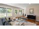 Bright living room featuring hardwood floors, large windows, and stylish contemporary furniture at 6034 Tuckaseegee Rd, Charlotte, NC 28208