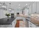 Beautiful kitchen featuring white cabinets, stone backsplash, stainless steel appliances, and a large island at 1012 Sudbury Ln, Matthews, NC 28104