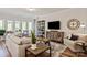Bright living room featuring hardwood floors, large windows, and modern decor at 1260 Thomas Knapp Pkwy, Fort Mill, SC 29715