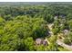 Aerial view of a stately home nestled among mature trees in a quiet neighborhood, showcasing its beautiful surroundings at 130 Churchill Dr, Salisbury, NC 28144