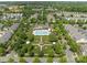 Aerial view of a community pool, gazebo and lounge area at 16610 Amberside E Rd, Cornelius, NC 28031