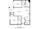 Black and white floor plan showing dimensions for the living room, kitchen, bedrooms, bathrooms and laundry at 16610 Amberside E Rd, Cornelius, NC 28031