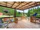 Spacious wood deck featuring sitting area and a view of the backyard at 2315 Perry Rd, Denver, NC 28037