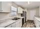 Bright kitchen featuring white cabinets, stainless steel appliances, and a double sink at 2424 Pitts Dr, Charlotte, NC 28216