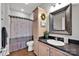 Full bathroom has a tub/shower combo, a nice vanity with decor and light colored cabinets at 2853 Mathis Church Rd, Catawba, NC 28609