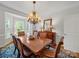 Bright dining room with a chandelier, buffet, and bay window providing ample natural light at 3133 English Sparrow Ln, Charlotte, NC 28210