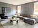 Inviting living room showcasing a large sectional sofa, plaid wallpaper, and a stylish coffee table at 397 Luray Way, Rock Hill, SC 29730