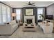 Cozy living room with a fireplace, neutral decor, and large windows for natural light at 397 Luray Way, Rock Hill, SC 29730