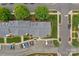 An aerial view captures the community's layout with lush lawns, abundant parking, and thoughtfully designed landscaping at 4072 Town Center Rd, Harrisburg, NC 28075