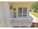 Balcony showcasing white railings, an exterior door, and large window overlooking lush greenery at 4117 Wallbrook Dr, Matthews, NC 28105
