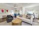 Open-concept living space with a bar area, stylish seating, and a view into the bedroom at 421 Mcdonald Ave, Charlotte, NC 28203