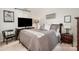 Comfortable bedroom featuring a TV, bedside table, and decorative wall art at 10011 Spring Park Dr, Charlotte, NC 28269