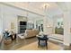 Bright and spacious living room with a modern fireplace, hardwood floors, and stylish decor at 106 Thunder Hill Rd, Mooresville, NC 28117