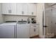 Efficient laundry room with modern appliances, ample storage, and countertop space, designed for convenience and functionality at 115 Woodward Way, Iron Station, NC 28080