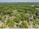 Drone shot of homes nestled among mature trees in a quiet neighborhood at 1324 Princeton Ave, Gastonia, NC 28054