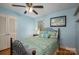 Cozy bedroom with closet, artwork, and blue accents at 1324 Princeton Ave, Gastonia, NC 28054