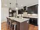 Modern kitchen with a large island, stainless steel appliances, dark cabinets, and stylish pendant lighting at 149 Glenn Dr, Mooresville, NC 28115