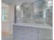 Elegant bathroom features a double sink vanity with marble countertop and modern fixtures at 300 W Thomas St, Salisbury, NC 28144