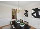 Elegant dining room with a modern black table, stylish chandelier, and decorative wall art at 3104 Highgate Dr, Fort Mill, SC 29715