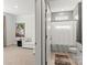 Bathroom view features a shower, tile flooring, and neutral colors at 329 Secretariat Dr, Iron Station, NC 28080