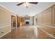 Bright living room features a brick fireplace and access to the backyard through sliding glass doors at 3712 Eaglebrook Dr, Gastonia, NC 28056