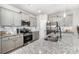 Modern kitchen features granite countertops, stainless steel appliances, and gray cabinets at 4009 Stoneygreen Ln, Charlotte, NC 28215