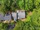 Aerial view of a home surrounded by lush greenery, showcasing the roof and backyard at 4234 Woodglen Ln, Charlotte, NC 28226