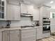 Modern kitchen features gray cabinets, granite countertops, and stainless steel appliances at 4316 Falls Lake Sw Dr, Concord, NC 28025