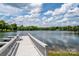 Scenic view of a wooden dock on a tranquil lake under a bright sky at 5701 Challisford Ln, Charlotte, NC 28226