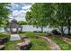 Picturesque gazebo overlooking a tranquil lake with seating, offering scenic waterfront views at 5701 Challisford Ln, Charlotte, NC 28226