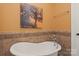 Relaxing bathroom showcasing a classic clawfoot tub beneath a decorative painting and towel rack at 6164 Dwayne Starnes Dr, Hickory, NC 28602