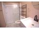 Bathroom includes a standing shower with a glass door and sleek vanity at 6614 Wicked Oak Ln, Charlotte, NC 28216
