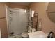 Bathroom featuring a glass shower, toilet, and vanity with a mirror at 6614 Wicked Oak Ln, Charlotte, NC 28216