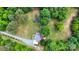 Overhead aerial view of the property showcasing the house, surrounding greenery, and driveway at 6910 Birdsong Ln, Waxhaw, NC 28173