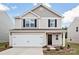 Charming two-story home featuring neutral siding, black shutters, and an attached two-car garage at 7023 Jerimoth Dr, Charlotte, NC 28215