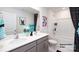 Bathroom showcasing a double vanity, modern fixtures, framed mirror, and a shower with a bathtub at 1023 Hostler Ln, York, SC 29745