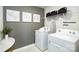 Laundry room with modern washer and dryer, decor, and storage, designed for efficient and organized chore management at 1023 Hostler Ln, York, SC 29745