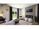 Inviting living room offers a fireplace, sliding glass doors, a gray accent wall, and contemporary furnishings at 1023 Hostler Ln, York, SC 29745