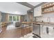 Stylish kitchen featuring stainless steel appliances, a breakfast bar, and open access to the living area at 1100 Mona Dr, Charlotte, NC 28206