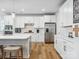 Bright kitchen features white cabinets, stainless steel appliances, and a large island with seating at 119 Berkeley Ave # A, Mooresville, NC 28117
