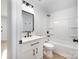 This bathroom features a new vanity, lighting, fixtures, and a shower with a full tub at 1211 N Boyce St, Gastonia, NC 28052