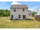Backyard view of home with a simple patio set and spacious lawn at 1270 Winding Creek Rd, Salisbury, NC 28146