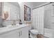 Clean bathroom featuring white vanity, toilet and tub with a stylish mirror and hardware at 1925 Maius Dr # 30, Conover, NC 28613