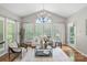 Stylish sitting room with vaulted ceilings, a chandelier, and large windows at 1929 Faison Ave, Fort Mill, SC 29708