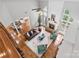 Aerial view of the living room showcasing the fireplace and high ceilings at 1929 Faison Ave, Fort Mill, SC 29708