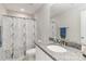 Bathroom featuring granite countertops, single sink vanity and tiled floors at 3015 Great Falls Hwy, Chester, SC 29014